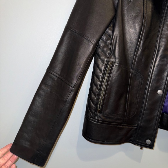 Cole Haan Genuine Leather Jacket Black - size small - Picture 6 of 16